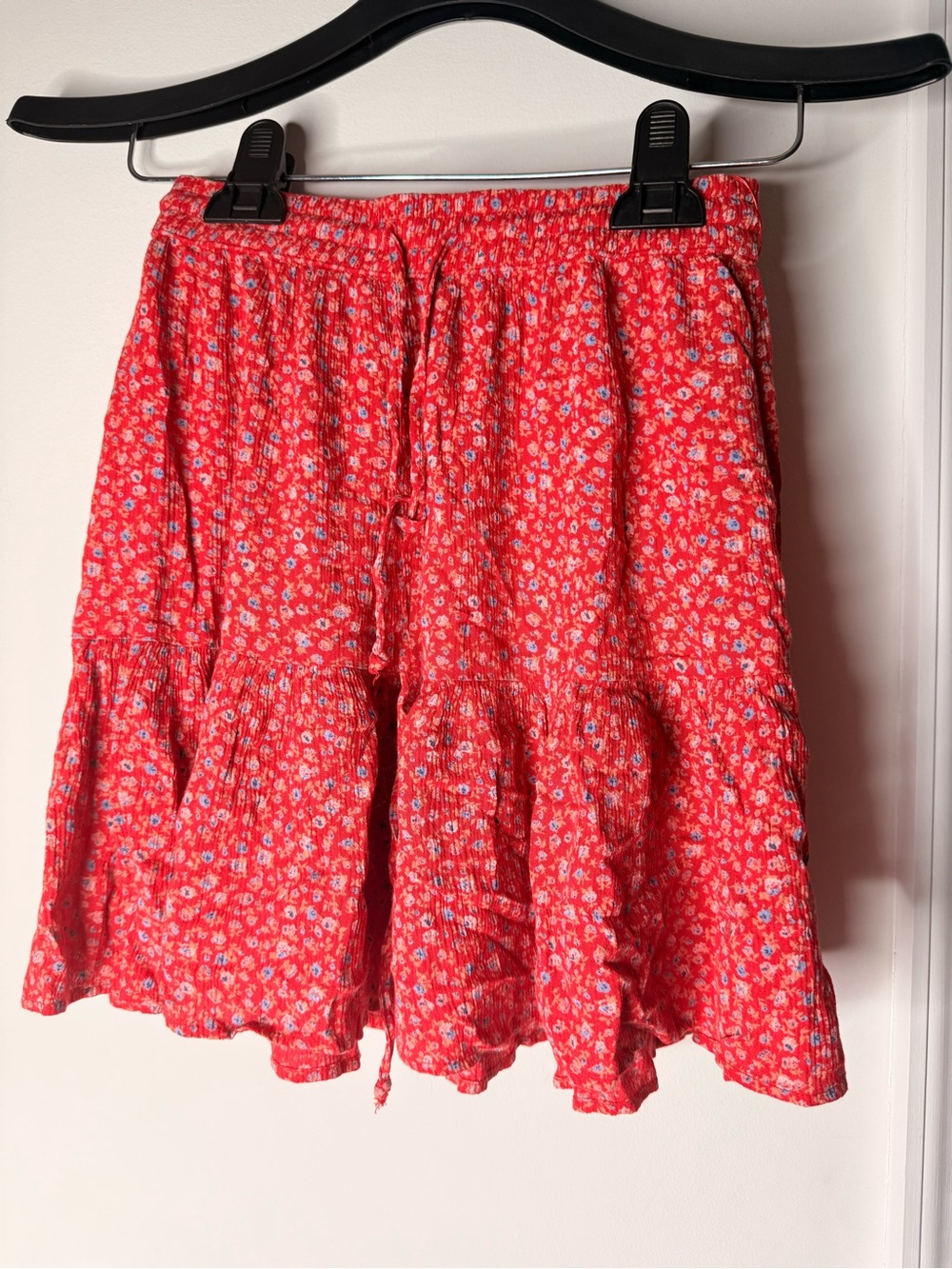Red Floral Tiered Women's Skirt